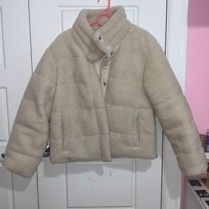 Gap Beige Teddy Puffer Jacket